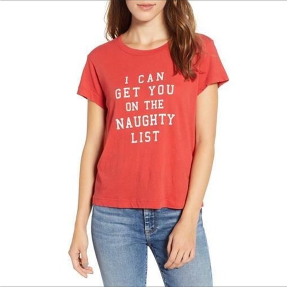 Wildfox I Can Get You on the Naughty List Red T Shirt NWT M - Picture 2 of 7